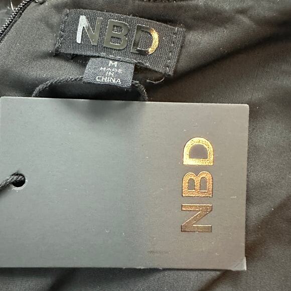 NBD Black Catsuit  Jumpsuit MEDIUM Glitter Cocktail Designer Revolve $228 NEW - Picture 7 of 9